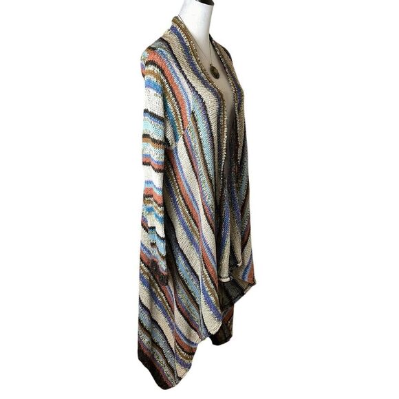 Boston Proper Boho Striped Cardigan XS / S | Made USA | Lagenlook Artsy Cottage - Picture 2 of 7